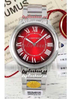 Cartier Ronde Must 36MM Swiss Quartz Red Dial 1:1 Mirror Swiss Replica Watch 