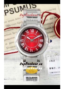 Cartier Ronde Must 29MM Swiss Quartz Red Dial 1:1 Mirror Swiss Replica Watch 