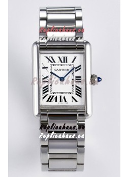 Tank Must De Cartier Super Clone Swiss Replica Watch 33.7MM White Dial