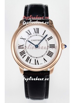 Ronde Louis Cartier Super Clone 36MM Rose Gold Watch in Swiss Quartz Movement