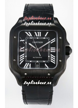 Cartier Santos De Cartier DLC Coating on Steel Black Dial Super Clone Replica 40MM Watch 
