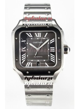 Cartier Santos De Cartier 904L Steel Grey Dial Super Clone Replica 40MM Watch 