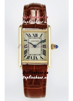 Tank Must Cartier Super Clone Edition 29MM Watch in Yellow Gold Casing 