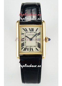 Tank Must Cartier Super Clone Edition 33.7 Watch in Yellow Gold Casing 