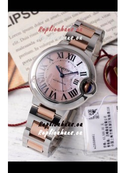 Ballon De Cartier Swiss Automatic Pink Pearl Dial Mirror Quality 33MM in Two Tone Casing