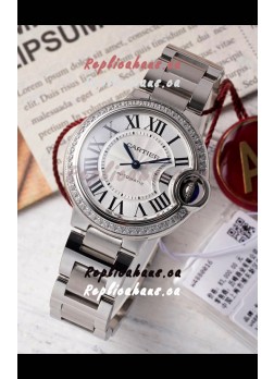 Ballon De Cartier Swiss Automatic 1:1 Mirror Quality 33MM in Steel Casing Diamonds Bezel
