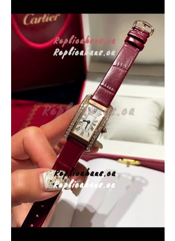 Cartier Tank Americaine Ladies Swiss Quartz Watch 1:1 Mirror Replica Rose Gold Casing