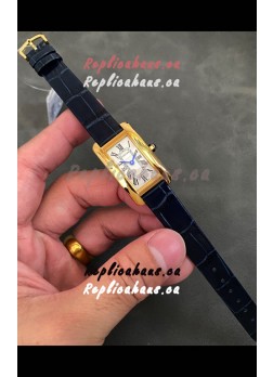Cartier Tank Americaine Ladies Swiss Quartz Watch 1:1 Mirror Replica Yellow Gold Casing