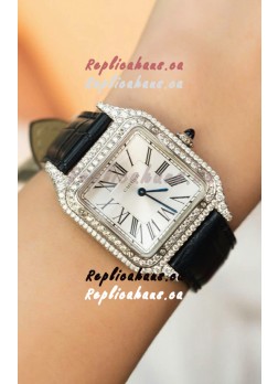 Cartier Santos Dumont 27.5MM Super Clone Edition Watch in Mossanites Casing