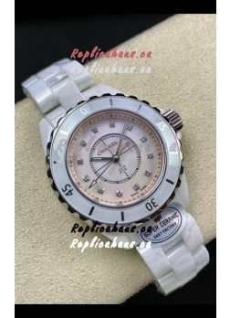 Chanel J12 Ladies White Ceramic Casing Pearl Dial Watch 1:1 Mirror Replica Watch