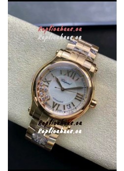 Chopard Happy Sport 1:1 Mirror Swiss Automatic Replica Watch 36MM in Rose Gold Casing White Dial