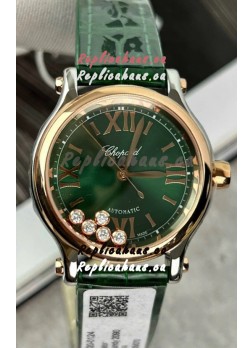 Chopard Super Clone Happy Sport Rose Gold Watch in Green Dial - Automatic Movement 36MM