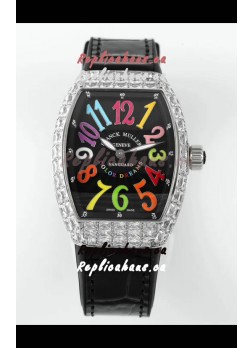 Franck Muller Vanguard V32 Black Dial - Color Dreams with Diamonds Casing Swiss Replica