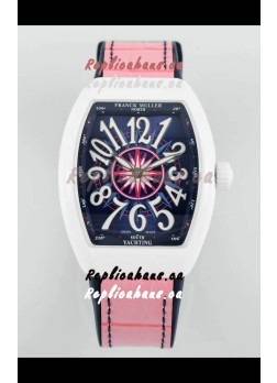 Franck Muller Vanguard Yachting V32 Ceramic Casing Pink Dial/Strap Swiss Replica Watch 