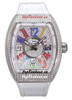 Franck Muller Vanguard V45 Diamonds Dial/Casing - Color Dreams Markers Swiss Watch 