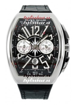 Franck Muller Vanguard V45 Chronograph 904L Steel Black Dial Swiss Watch