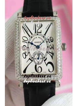 Franck Muller Long Island Ladies Replica Watch in Swiss Quartz Movement Leather Strap