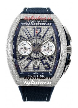 Franck Muller Vanguard V45 Chronograph 904L Steel Diamonds Embedded Dial Swiss Replica