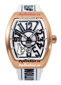Franck Muller "Fr2nck" Vanguard Rabbit Edition Swiss Replica Watch in Rose Gold Casing