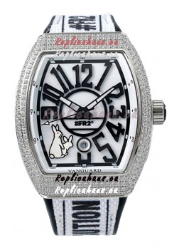 Franck Muller "Fr2nck" Vanguard Rabbit Edition Swiss Replica Watch in Diamonds Bezel
