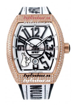 Franck Muller "Fr2nck" Vanguard Rabbit Edition Swiss Replica Watch in Rose Gold Diamonds