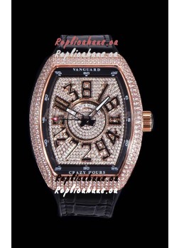 Franck Muller Vanguard Crazy Hours Edition in Rose Gold Plating - Black Numerals