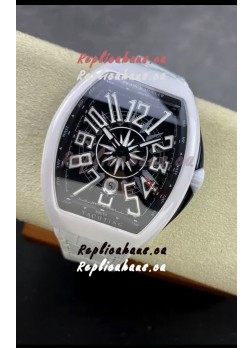 Franck Muller Vanguard Yachting White Ceramic Black Dial  1:1 Mirror Swiss Replica Watch