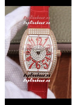 Franck Muller Vanguard Ladies 1:1 Mirror Swiss Replica Watch 32MM Wide Rose Gold Casing