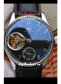 IWC Portuguese Genuine Swiss Tourbillon Movement Watch in Black Dial