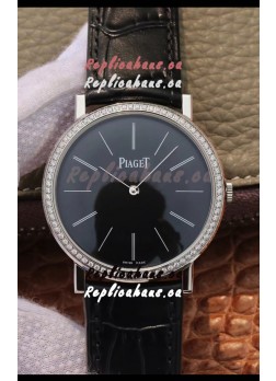 Piaget Altiplano G0A29113 1:1 Mirror Swiss Replica Watch in Black Dial Diamonds Bezel 