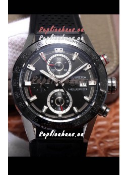 Tag Heuer Carrera Heuer 01 Swiss Replica Watch in Steel Casing Ceramic Bezel 43MM