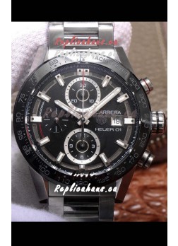 Tag Heuer Carrera Heuer 01 Swiss Replica Watch in Steel Casing Ceramic Bezel 43MM