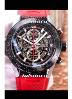 Tag Heuer Carrera Heuer 01 Swiss Replica Watch in Red Strap 45MM 