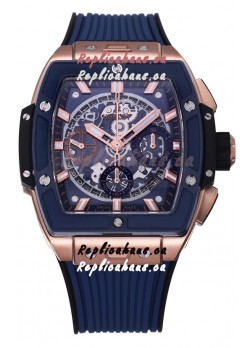 Hublot Spirit of Bang Rose Gold Casing Blue Dial Ceramic Bezel - 42MM Swiss Replica