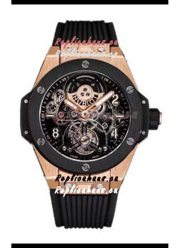Hublot Big Bang Tourbillon Rose Gold Casing Ceramic Bezel Watch in 45MM 1:1 Mirror Replica