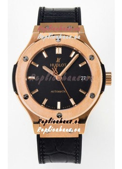 Hublot Super Clone Classic Fusion Rose Gold 38MM 1:1 Mirror Replica Watch Black Dial