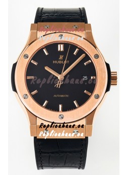 Hublot Super Clone Classic Fusion Rose Gold 42MM 1:1 Mirror Replica Watch Black Dial