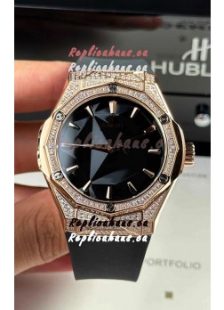 Hublot Classic Fusion Orlinski Diamonds Paved Black Dial Swiss Replica Watch