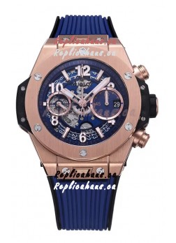 Hublot Big Bang Unico Blue Rose Gold Casing 1:1 Mirror Edition Swiss Replica Watch