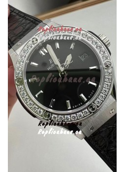 Hublot Classic Fusion Stainless Steel 33MM Black Dial Swiss Quartz Movement Watch 1:1 Mirror Quality