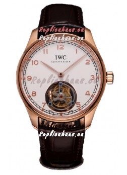 IWC Portugieser IW545801 Hand-Wound Genuine Tourbillon Rose Gold Swiss Replica Watch 