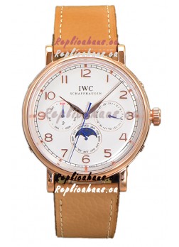 IWC Portofino Perpetual Calendar IW3446 Rose Gold White Dial Swiss Replica Watch 