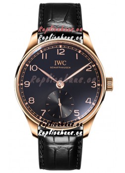 IWC Portugieser Automatic 40 IW358401 Black Dial in Rose Gold Casing Mirror Replica Watch 