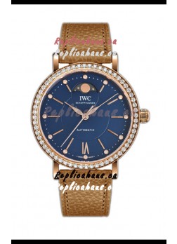 IWC Portofino IW6596 Automatic Moon Phase Rose Gold Casing Watch in Blue Dial 37MM