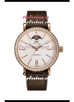 IWC Portofino IW6596 Automatic Moon Phase Rose Gold Casing Watch in White Dial 37MM