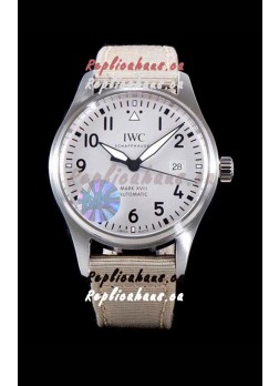 IWC Pilot's MARK XVIII Aviator 1:1 Swiss Watch in 904L Steel Case - Beige Nylon Strap 