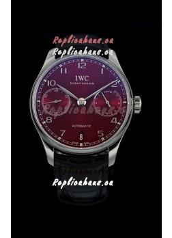 IWC Portugieser Swiss IW500714 1:1 Mirror 904L Steel Watch Burgundy Dial Watch 