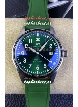 IWC Pilot MARK Series IW328205 1:1 Mirror Swiss Replica Watch in Green Dial Rubber Strap