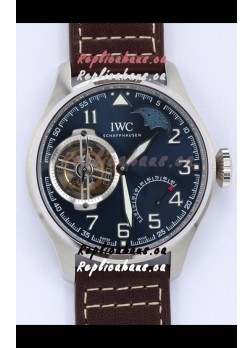 IWC Portuguese Genuine Swiss Tourbillon Movement Steel Watch in Blue Dial 