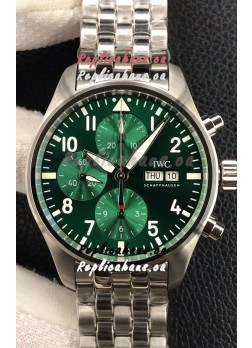 IWC Pilot Chronograph Edition Green Dial in 904L Steel Casing 1:1 Mirror Replica Watch